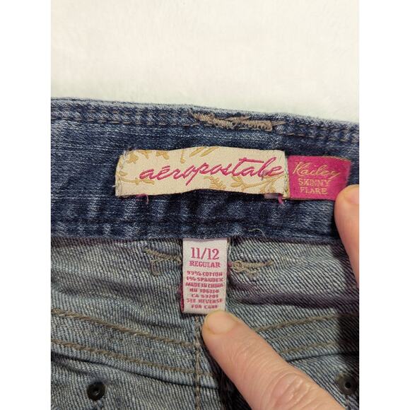 Hailey Skinny Flare Jeans w/Rhinestones by Aeropostale Size 11/12 Regular Y2K - Picture 3 of 8